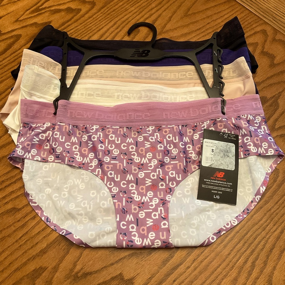 NWT New Balance Multi-5Pk Hipster Women’s Briefs, Sz L
